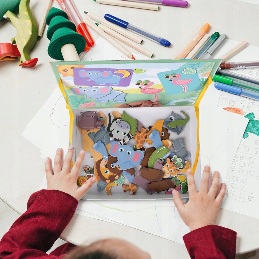 UKŁADANKA MAGNETYCZNA PUZZLE ZWIERZĘTA MONTESSORI 12 ELEMENTÓW Szerokość produktu 19 cm