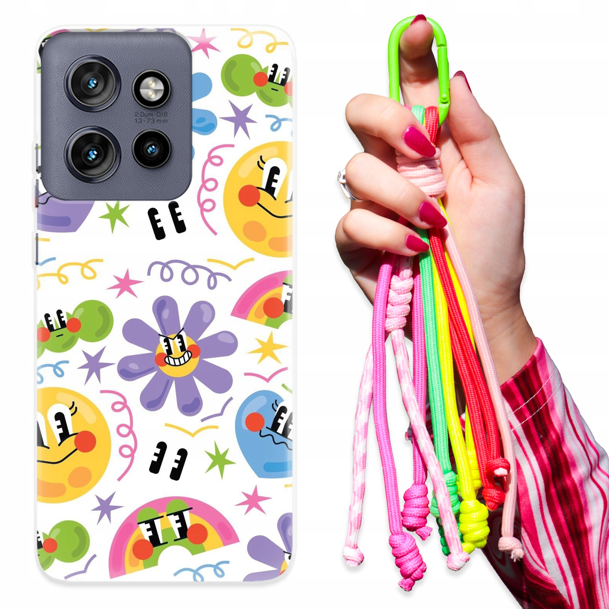 Pouzdro Pro Motorola Edge 50 Neo Ochrana Barevné šňůrky Pastelové květy
