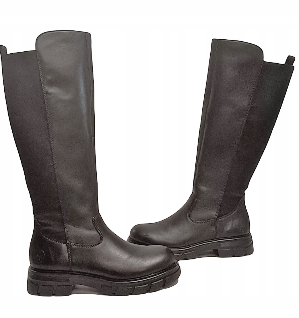 Kozačky široká svršek guma, kůže Rieker Z9158 Černá r39