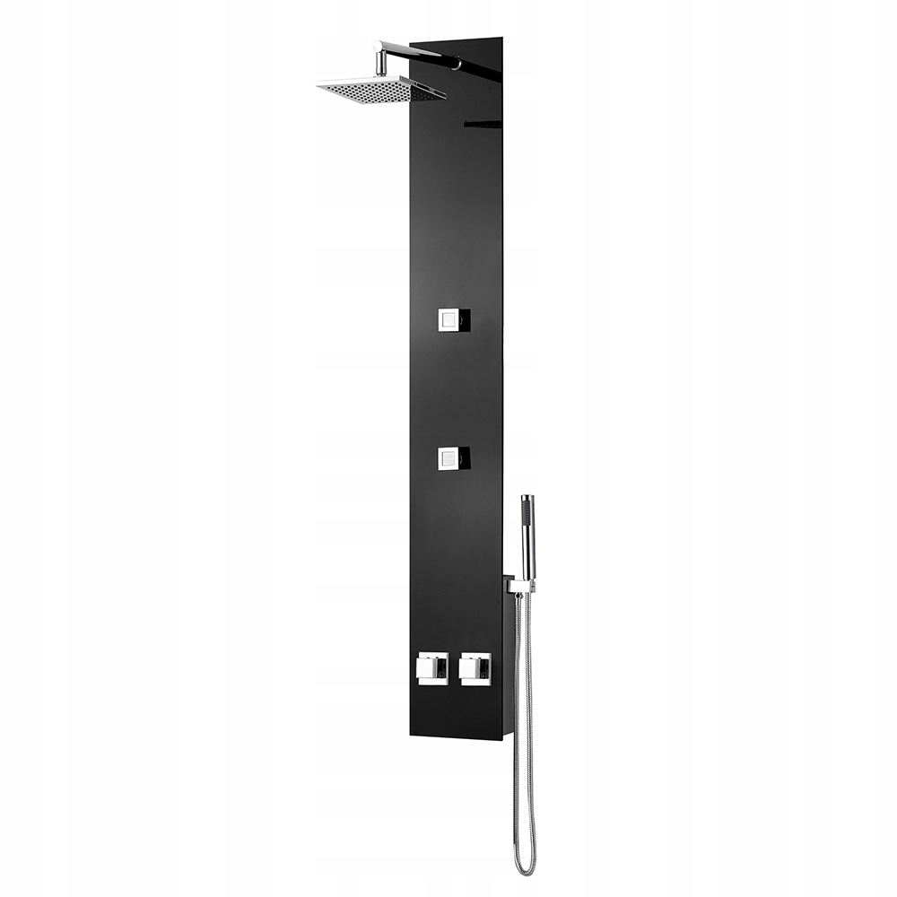 Panel prysznicowy natryskowy z hydromasażem czarny 150X22 cm