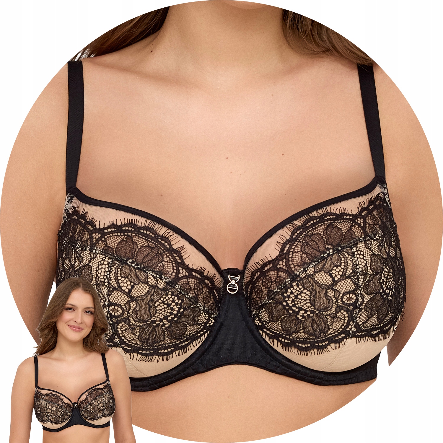 Ava 2229 černá krajka Polovyztužená podprsenka 65F Semi Soft