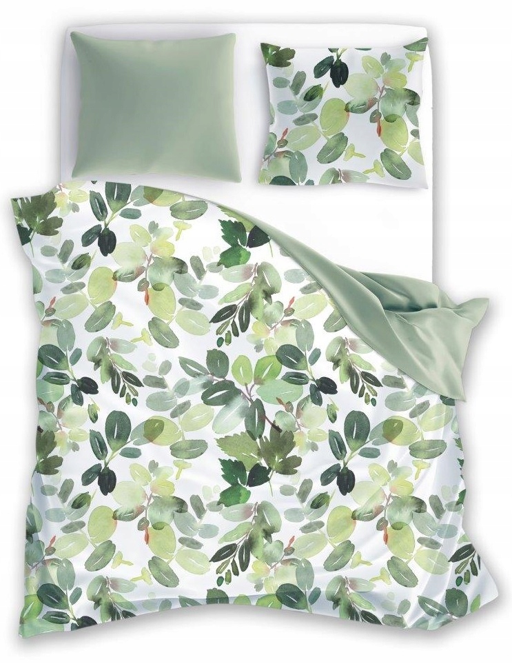 Pościel 220x200 2x 70x80 komplet 3 częściowy kwiaty Bawełniana liście