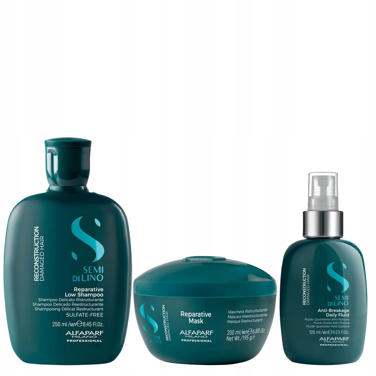 Alfaparf Reparative zestaw regenerujący włosy szampon maska fluid