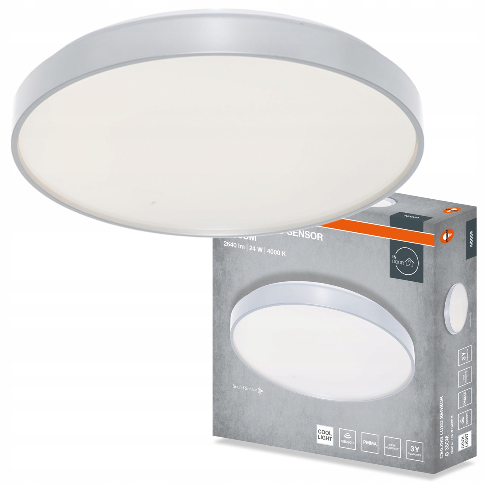Stropní Svítidlo Led Stropní Svítidlo Nástěnné svítidlo se senzorem 24W 1320lm 4000K