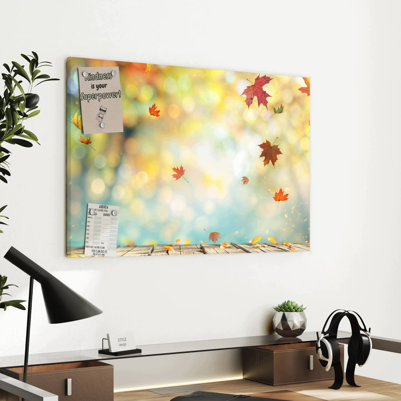 Magnetická tabule Podzimní listy Les 60 × 40 cm