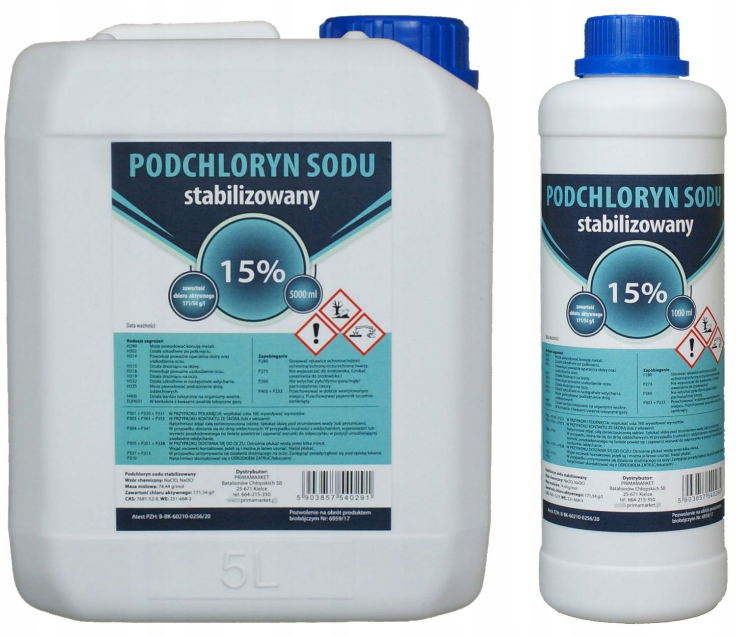 

Podchloryn Sodu 15% Chlor W Płynie 5L + 1L Atest