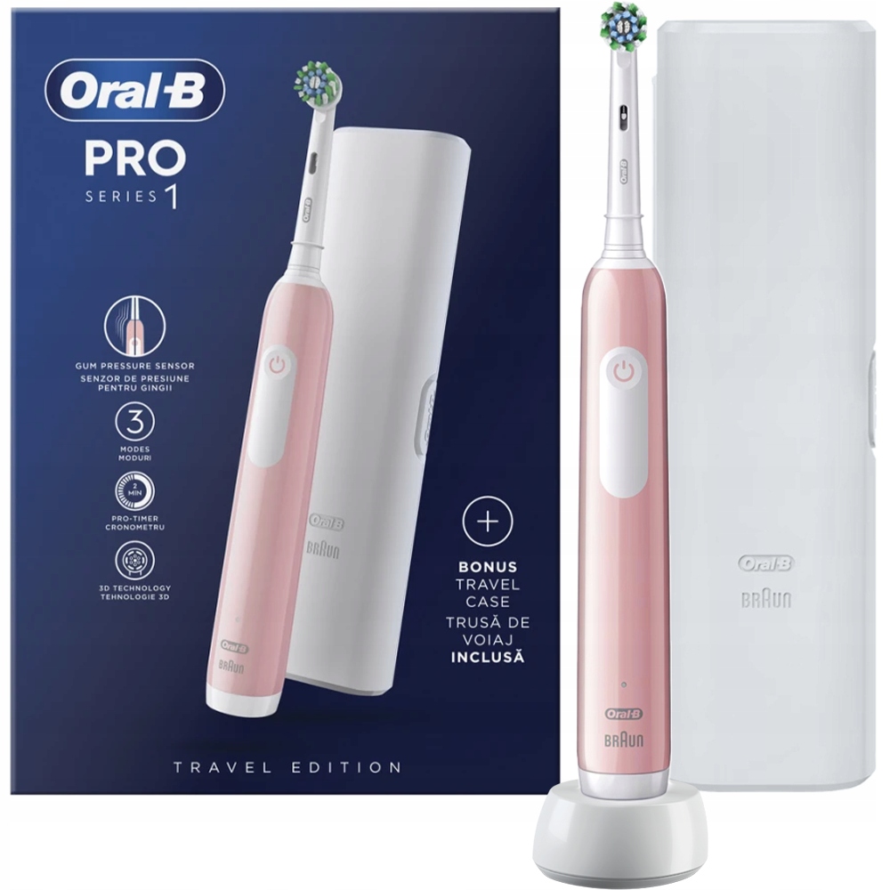 Szczoteczka Elektryczna Do Zębów Oral-b Pro Series 1 Różowa 3 Tryby Etui