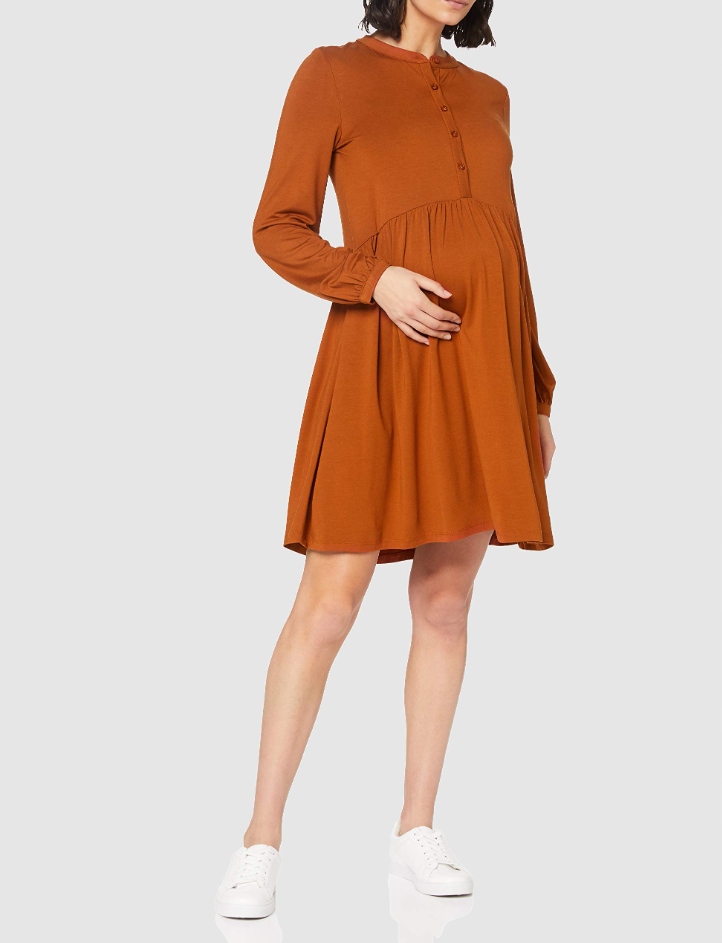 Esprit Hnědá Šaty S Knoflíky, Dlouhý Rukáv, Xs 6FA