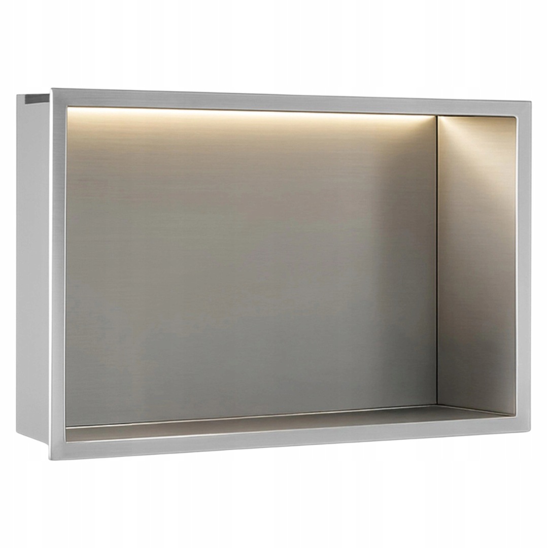 Półka wnękowa Rea Led stal szczotkowana 30/45/10