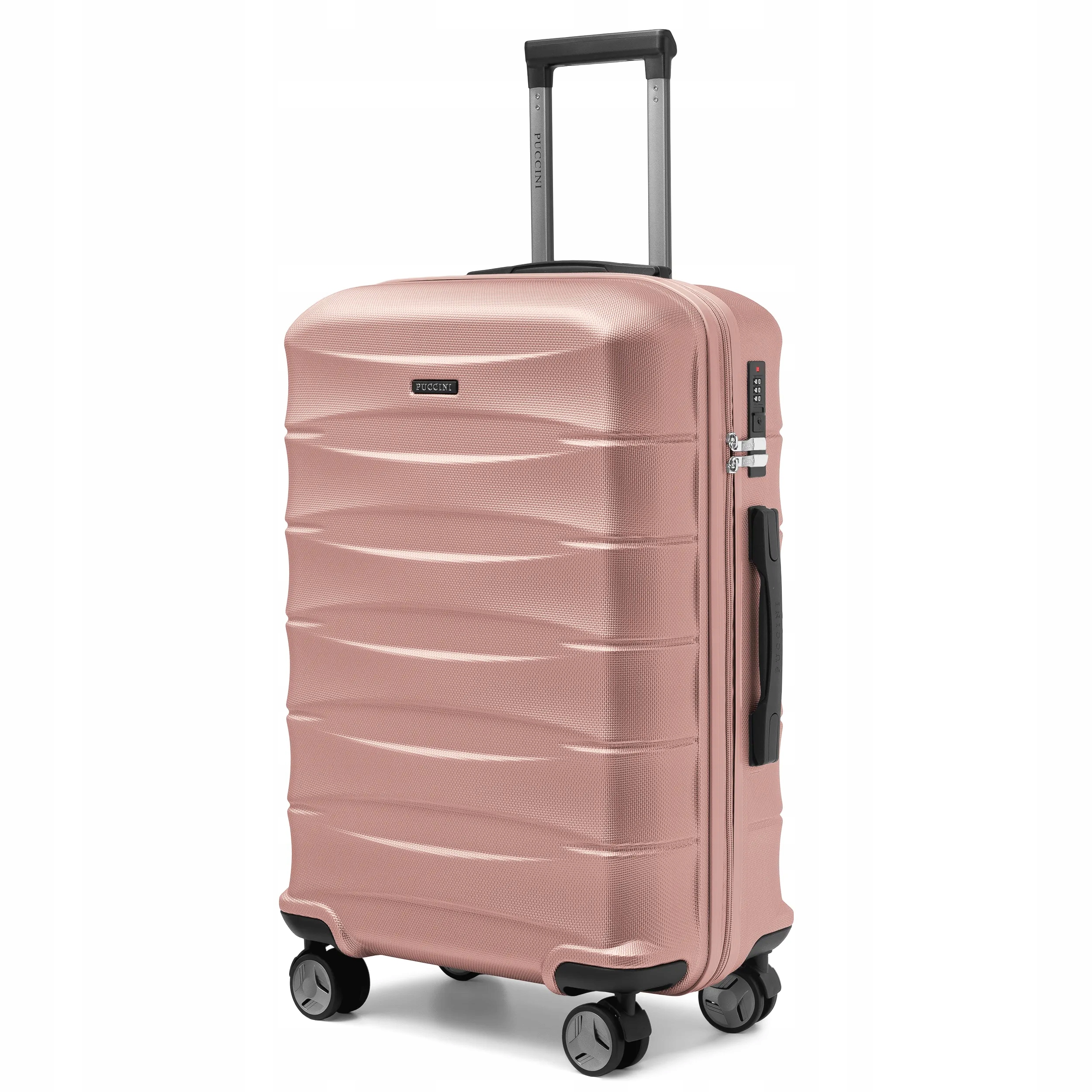 Puccini Walizka Średnia Podróżna Na Kółkach Twarda Abs Różowa ABS030B-3C