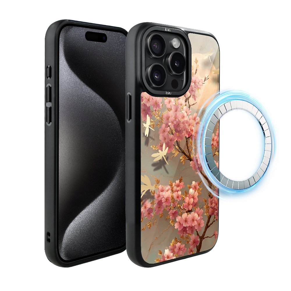 Pouzdro pro iPhone 15 Pro Max Ibizu DropGuard Matt s MagSafe, Tanec sakury