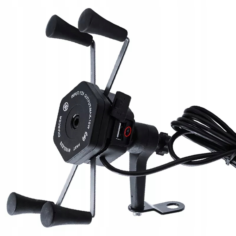 UCHWYT NA TELEFON MOTOCYKLOWY INDUKCCJA QI QC + WOLTOMIERZ +USB Producent Kopier