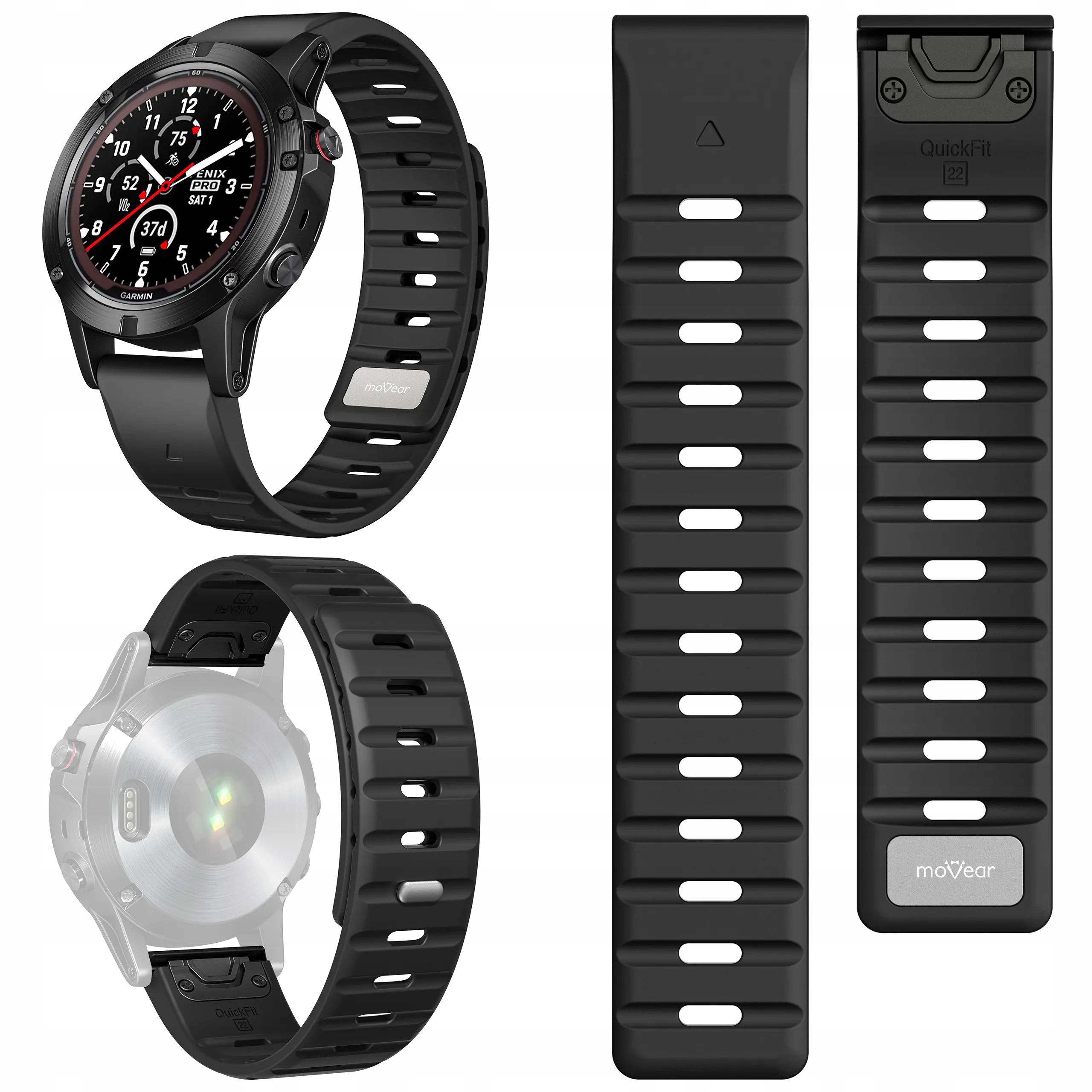 Pasek silikonowy do Garmin QuickFit 26mm Fenix Epix Quatix Sportowy Movear