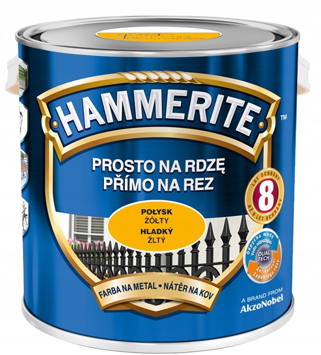 Farba Na Rdzę Hammerite- połysk, żółta, 2.5l