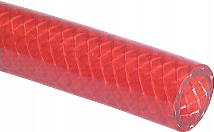 Pvc vyztužený kabel 26x19 mm červený, průhledná role 50 m