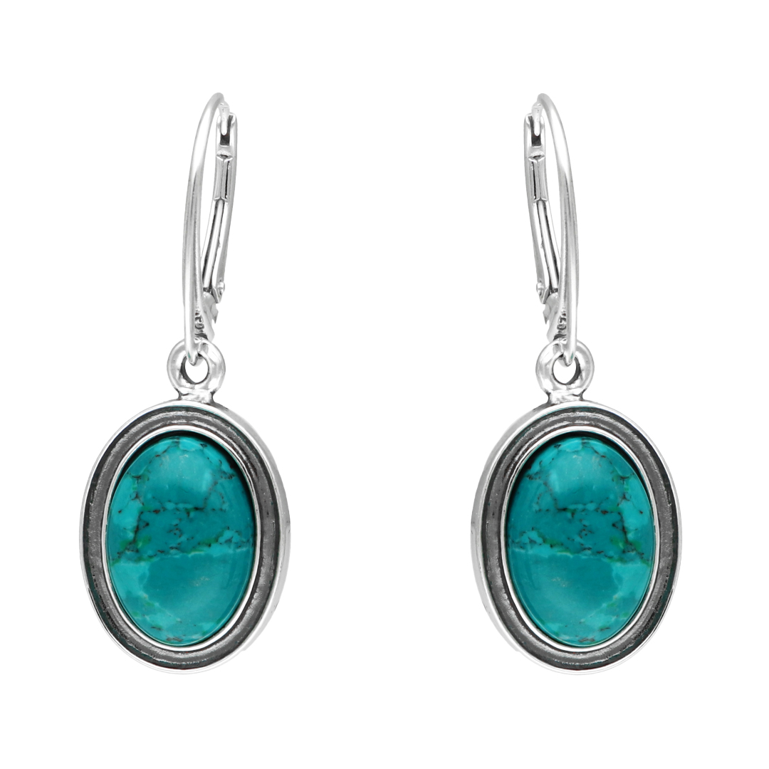 Náušnice oválné s chryzokolou, stříbro