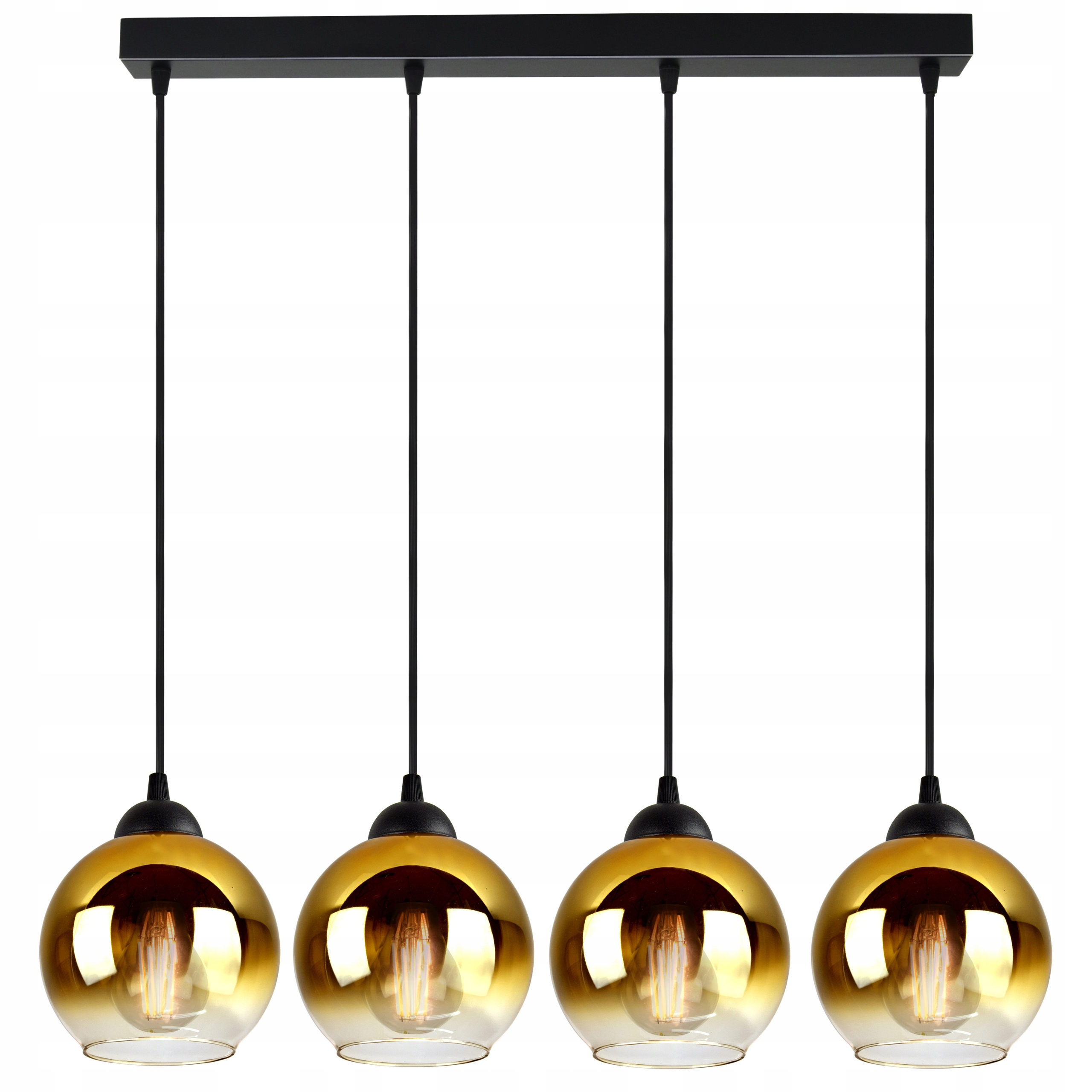 

Lampa Wisząca Żyrandol 4 szklane Złote Kule Led