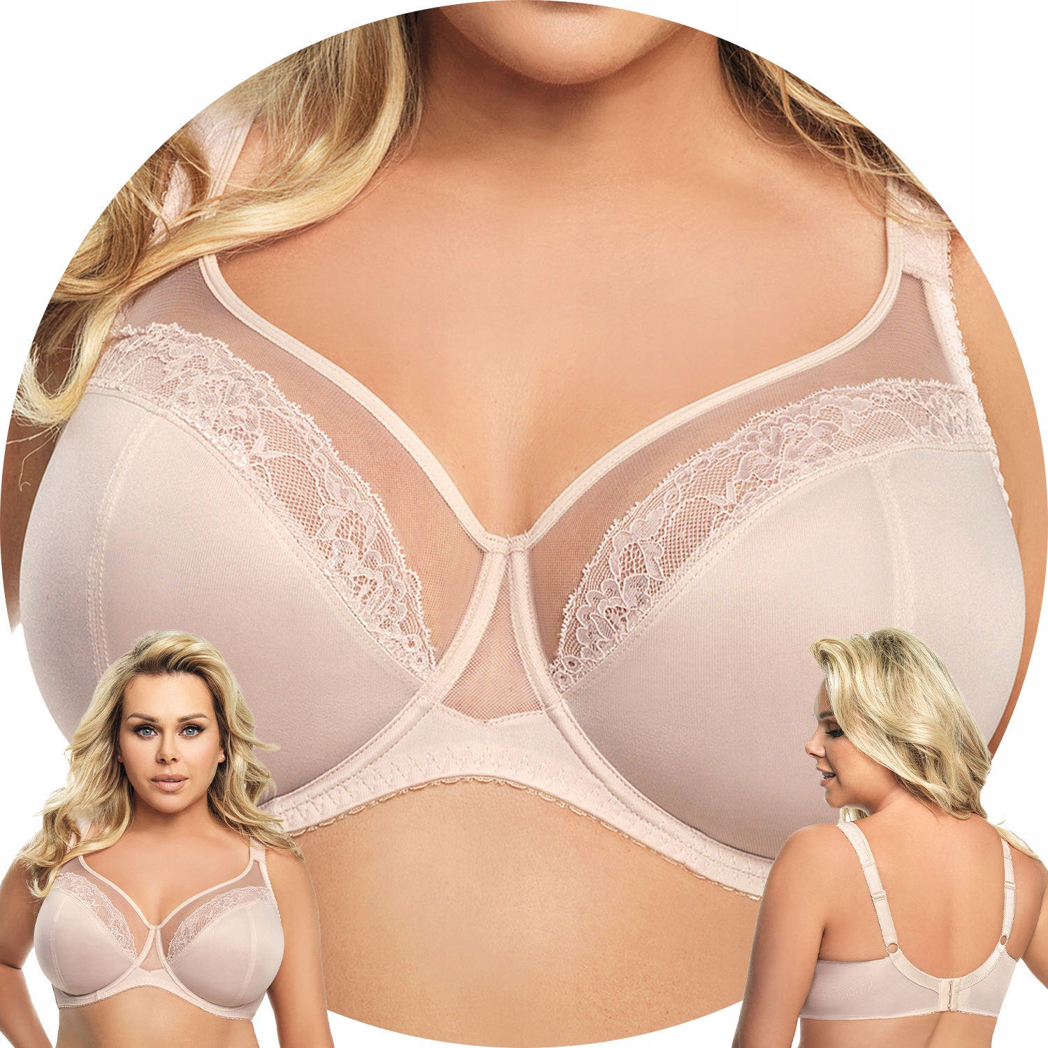 Gorsenia K441 Luisse béžová krajková kostice Podprsenka soft 115G Měkká