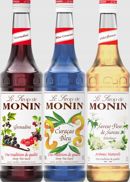 Zestaw letni do lemoniad i drinków Monin Grenadina, Blue, Kwiat bzu