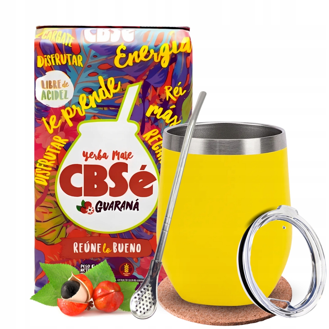 Zestaw Yerba Mate CBSe Energia Guarana Kubek Termiczny Bombilla