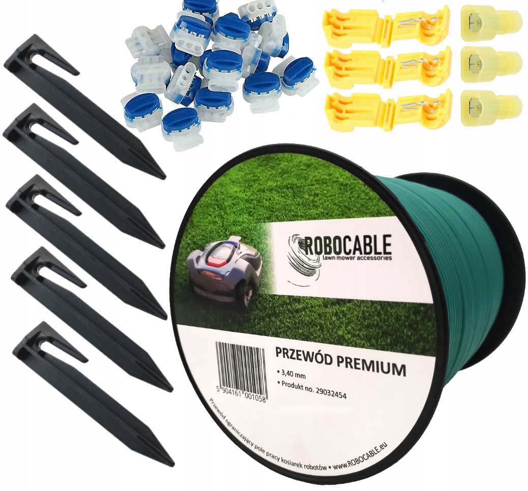 ZESTAW MONTAŻOWY 200m 3,4mm PRZEWÓD KABEL OGRANICZAJĄCY ROBOTA KOSIARKI