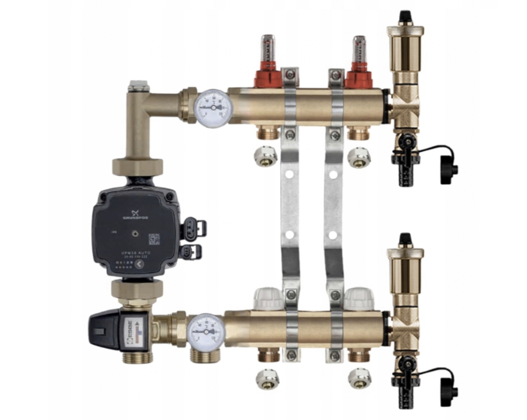 Mosazný rozdělovač pro podlahovku 2 s Pumpovou Skupinou Grundfos Pex Spojky