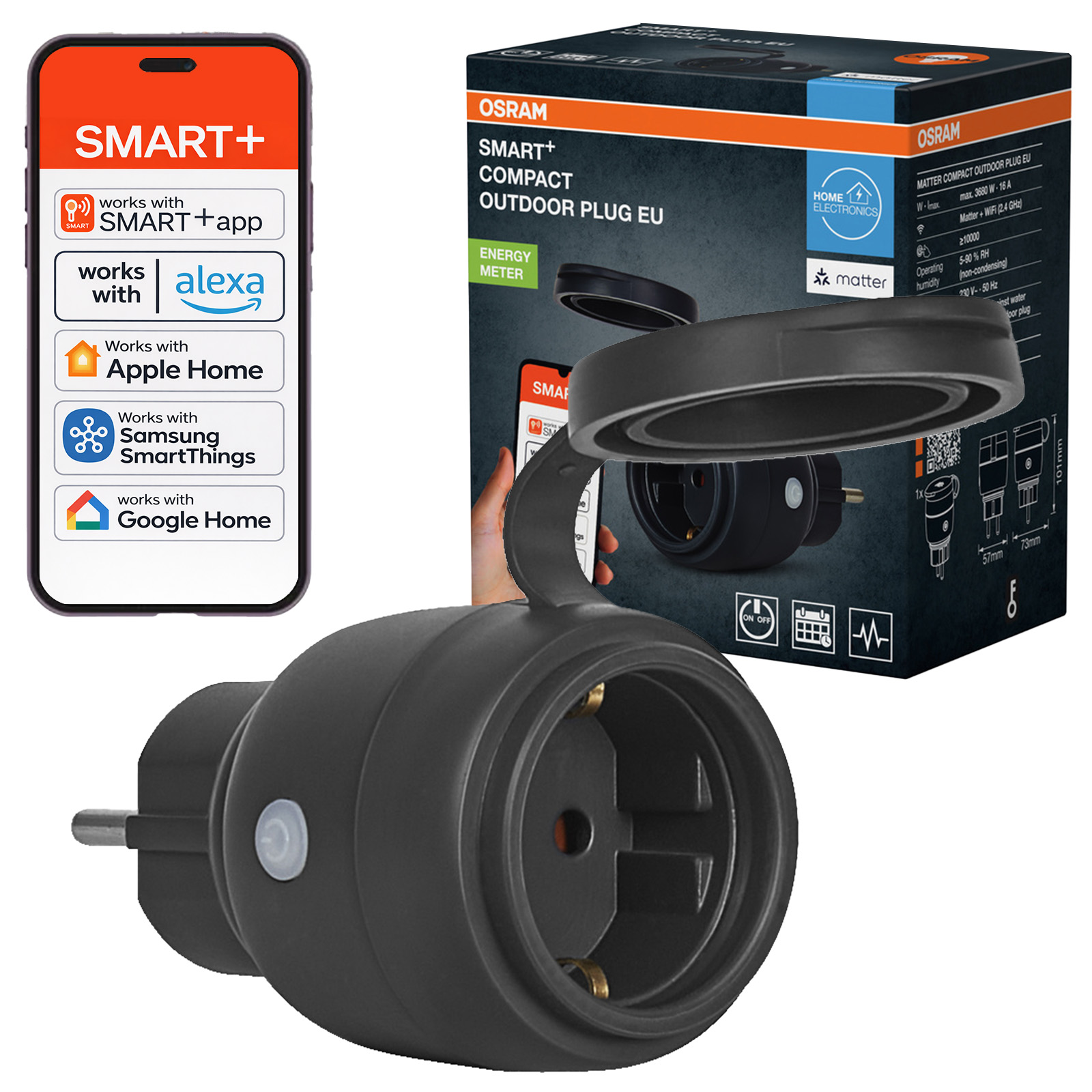 Inteligentní zásuvka Venkovní zásuvka IP44 Osram Smart WiFi Matter