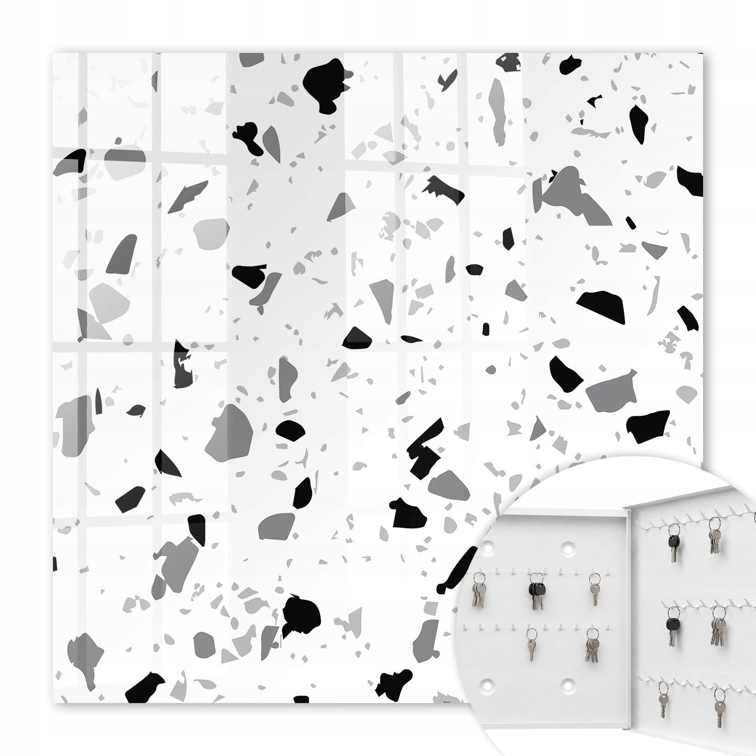 Organizérová skříňka na klíče Terrazzo Monochromatická Bílá pravá 30x30 cm