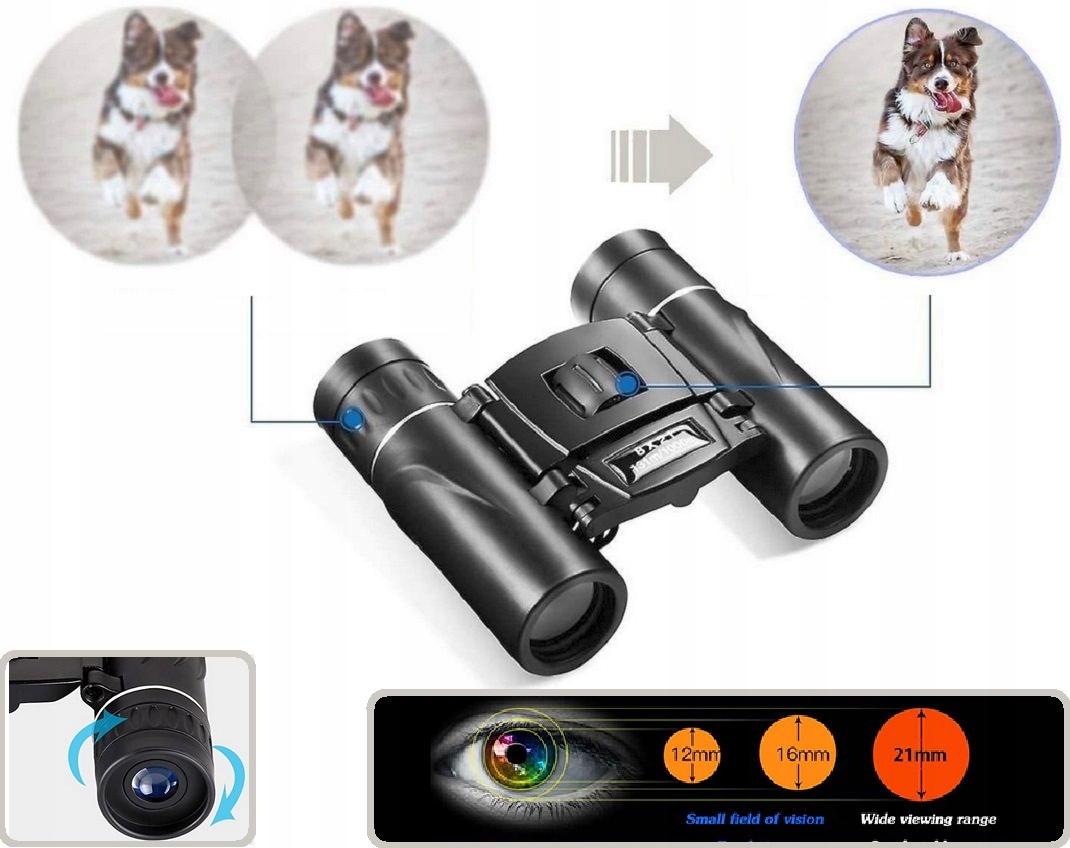 LORNETKA 8x21 TURYSTYCZNA SZKLANA OPTYKA + ETUI Stan opakowania oryginalne