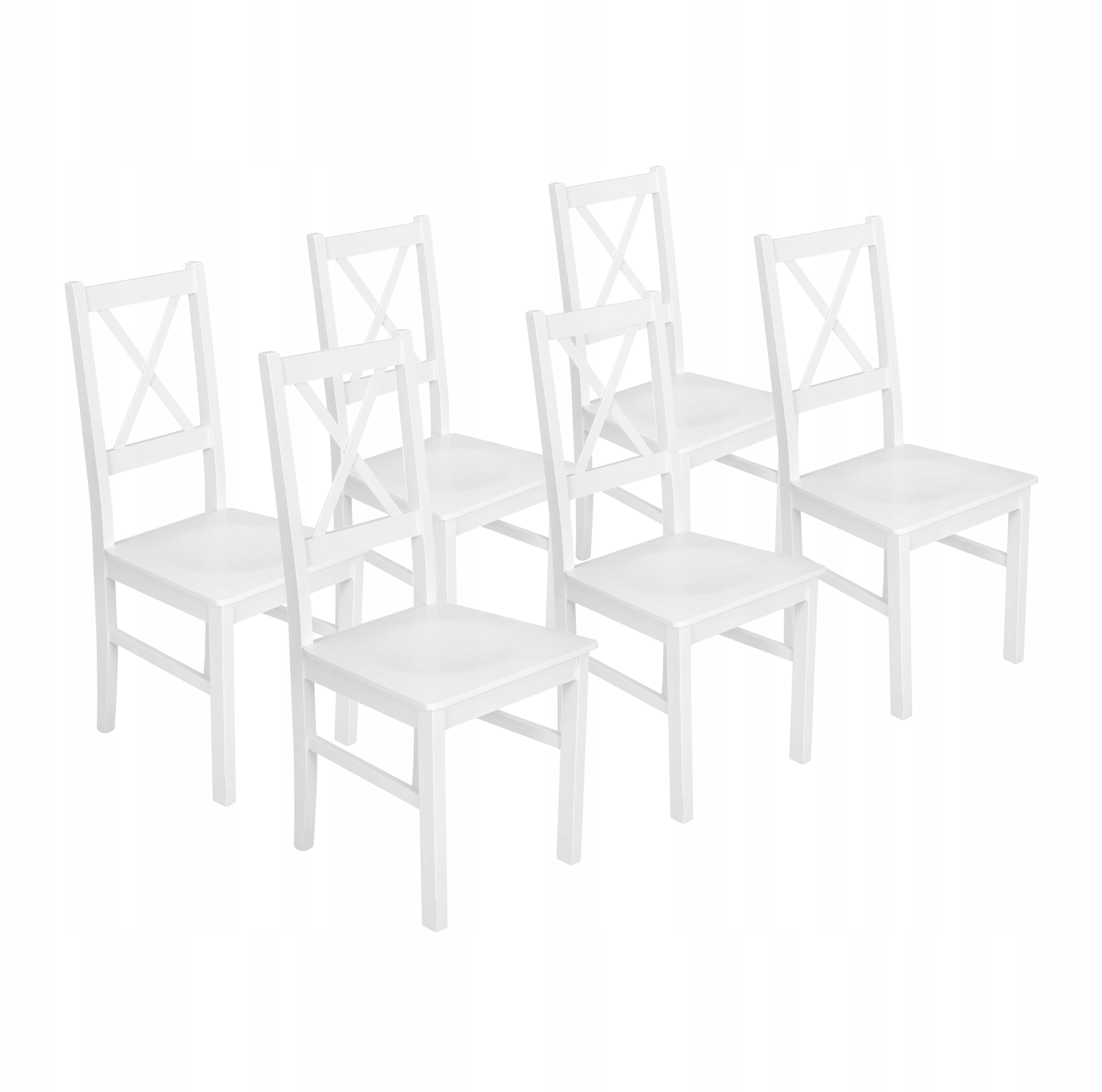 Sada 6 x Dřevěná křížová židle do jídelny kuchyně NIL10D Bílá/Bílá
