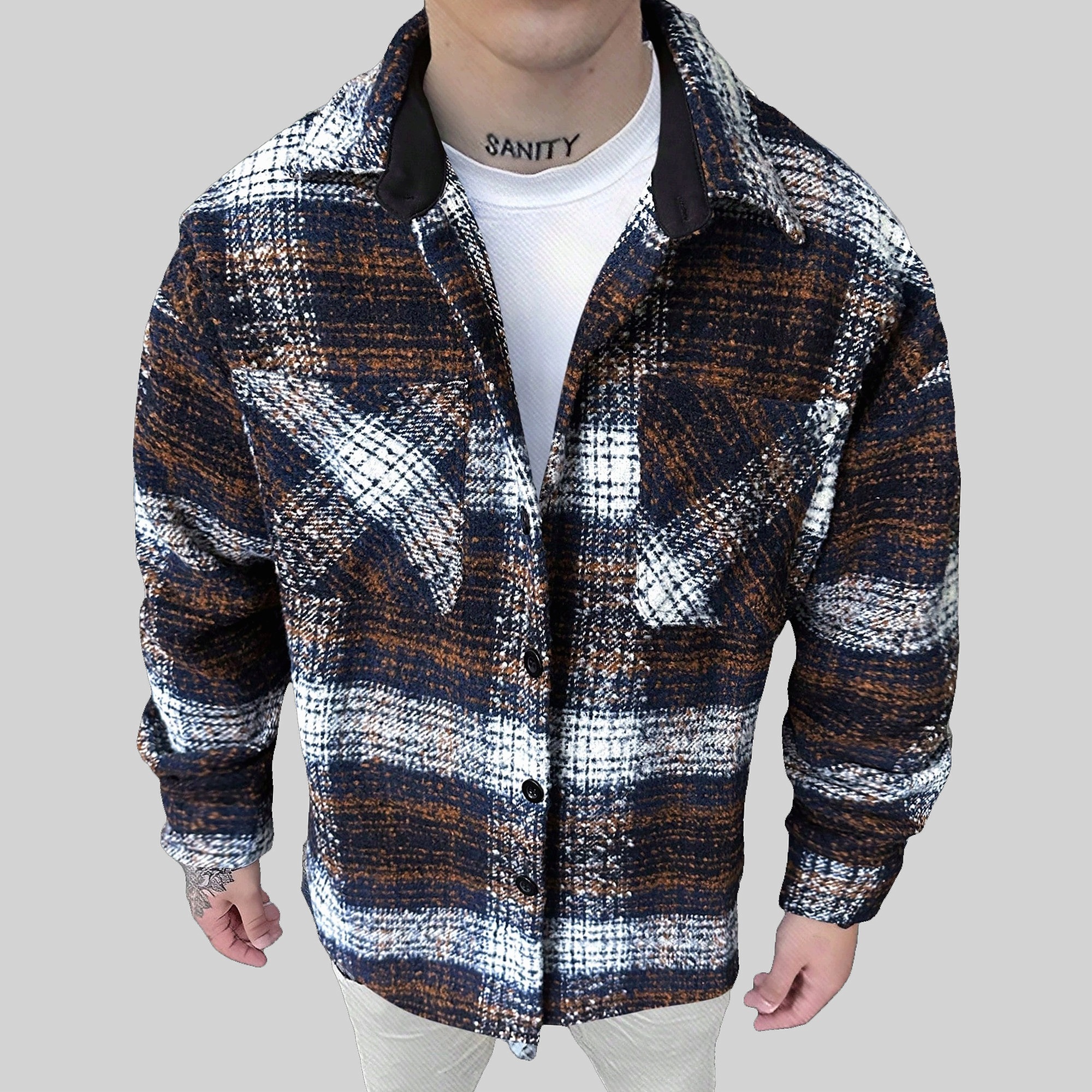 Pánská Košilová Bunda Schacket W Kratka Casual Shein S