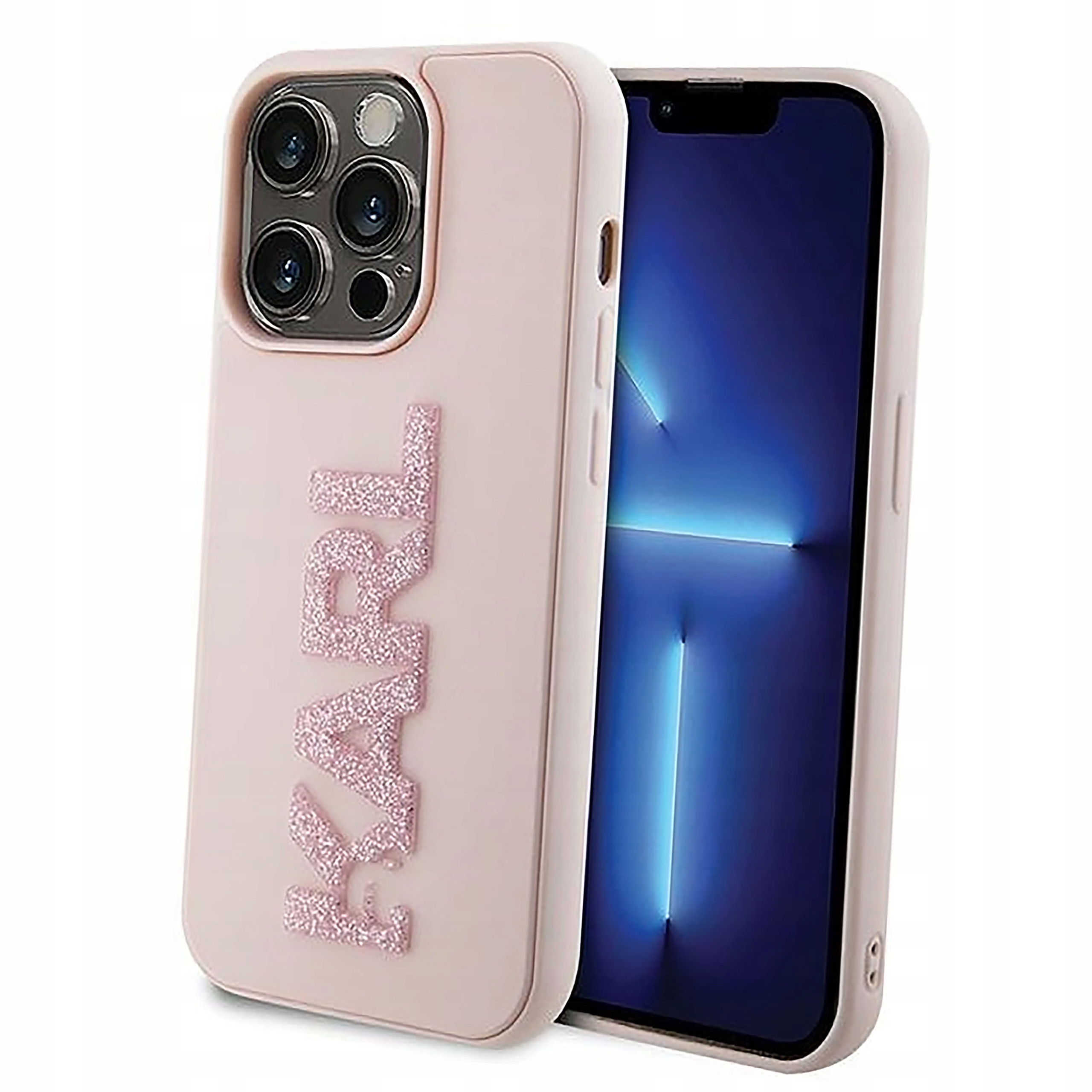 Etui Karl Lagerfeld 3D Rubber Glitter Logo do iPhone 15 Pro Max różowe