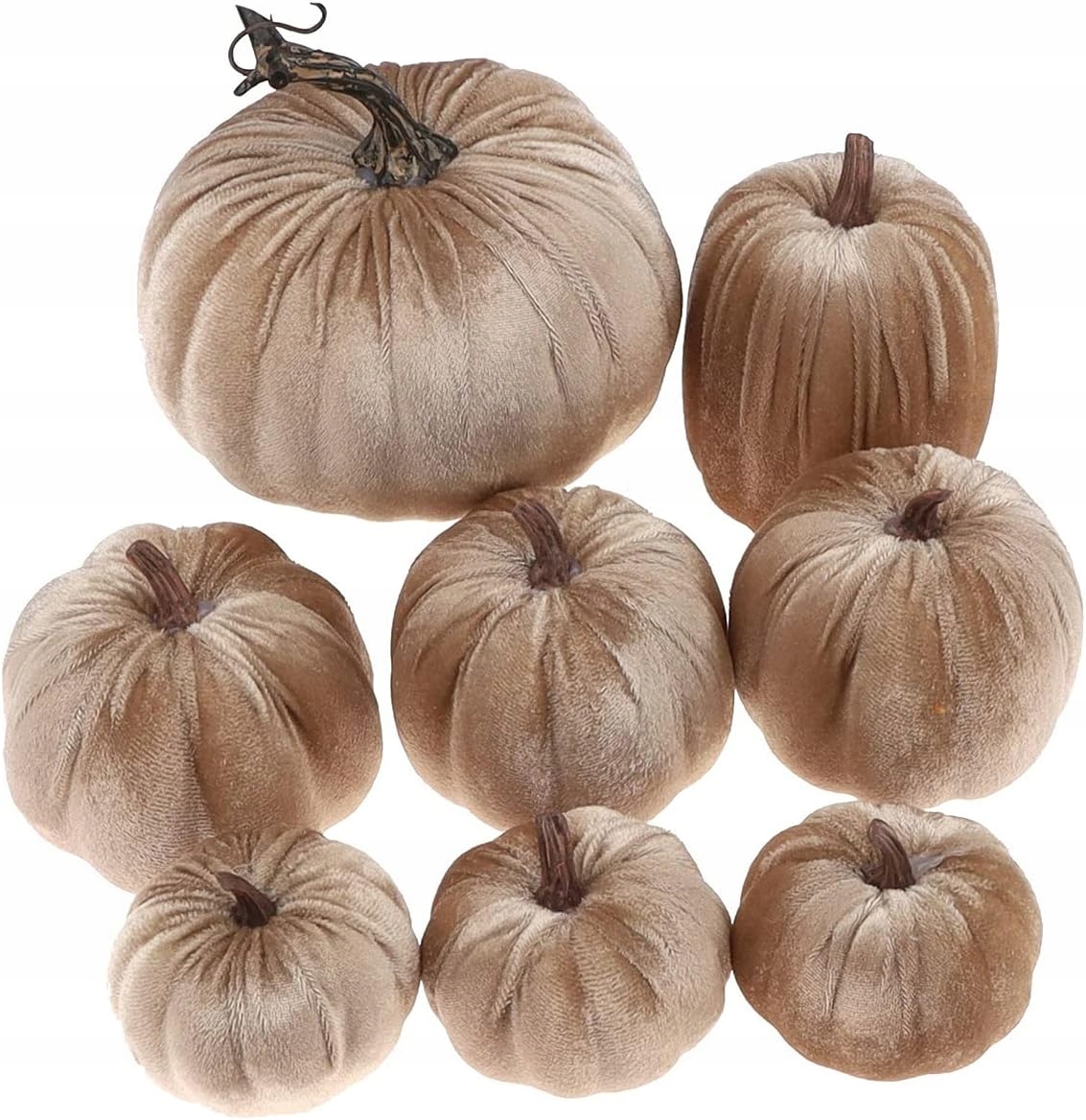 Dýně ozdobná sametová dekorace Glamur Halloween Podzim Sada 8 ks