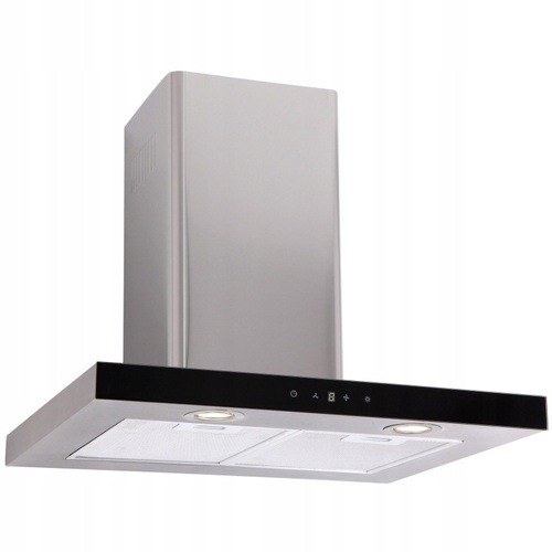 Okap kuchenny naścienny 60 cm T-line Toflesz Etna 850m3 Inox-czarne Szkło