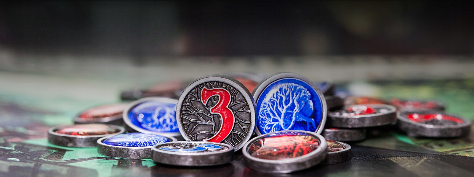 ZESTAW 45 METALOWYCH MONET ZAMIENNIK DO GRY ARKHAM HORROR LCG Producent RGFK