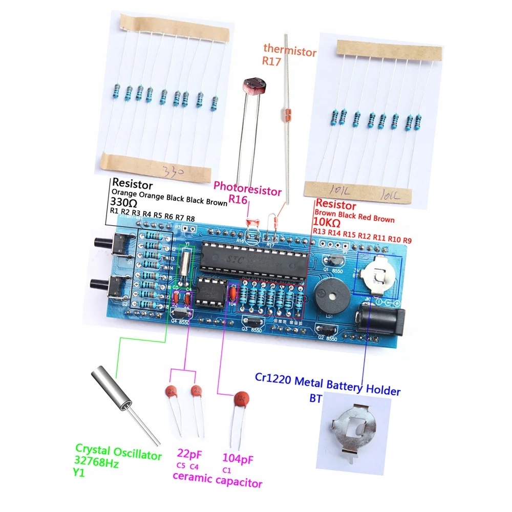 Zegar Duże Cyfry Niebieskie Led , termometr, alarm diy kit Stan opakowania oryginalne