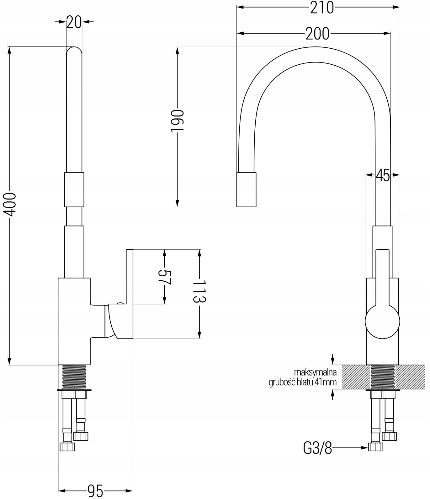 MEXEN FLEX FLEXIBLE KITCHEN MIXER ČERNÝ Výrobní kód 670900-70