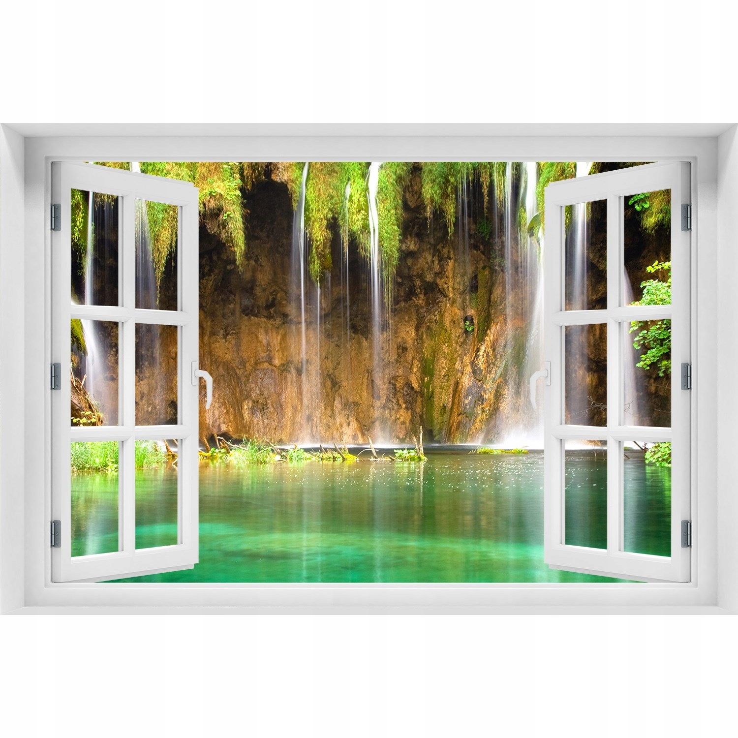 

3D Okno Naklejka na ścianę Jeziora Plitwickie