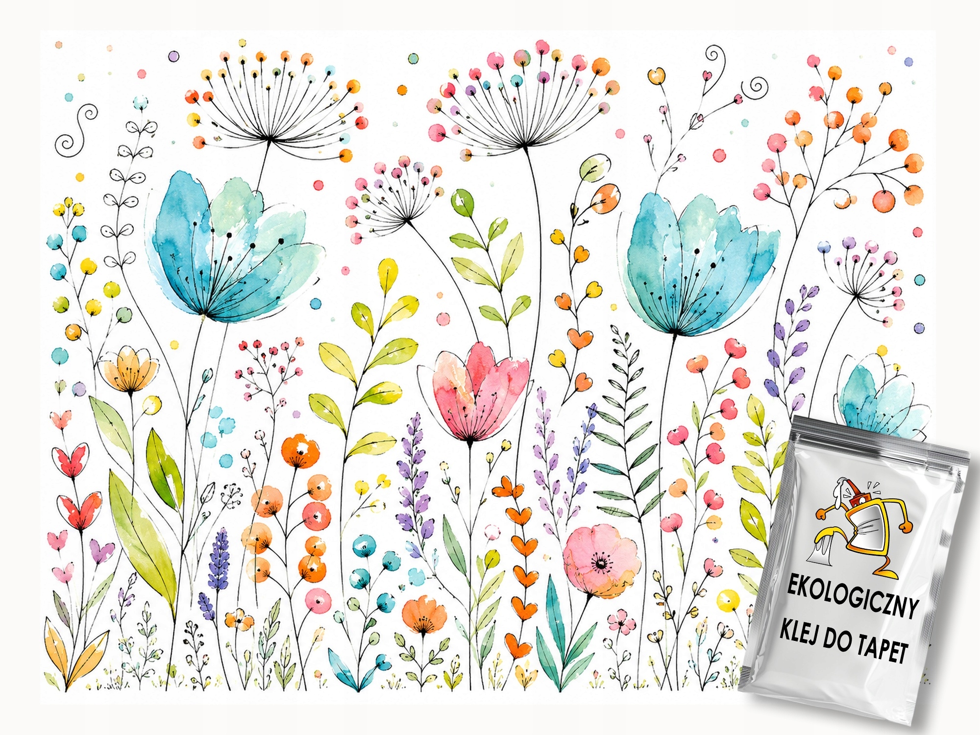 Fototapeta Flizelina Grafika Line Art Zahrada Květy Trávy 416x290 130g