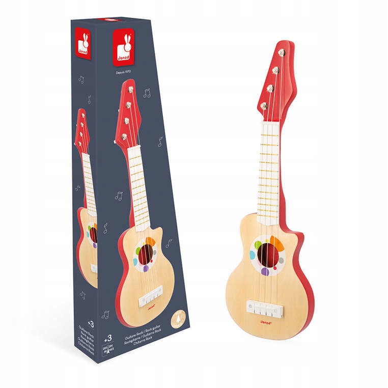 Gitara rockowa Confetti - instrument muzyczny dla dzieci 3 lata+, Janod EAN (GTIN) 3700217376444