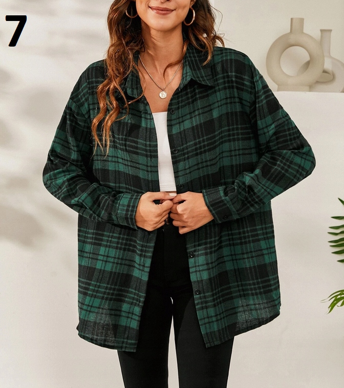 MODNA KOSZULA DAMSKA W KRATĘ OVERSIZE KOLORY XL Rozmiar XL