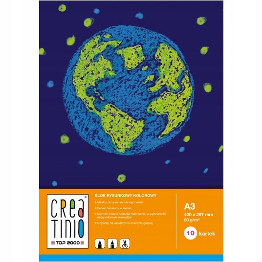 Blok rysunkowy TOP2000 Creatinio A3 kolor 10 kart.
