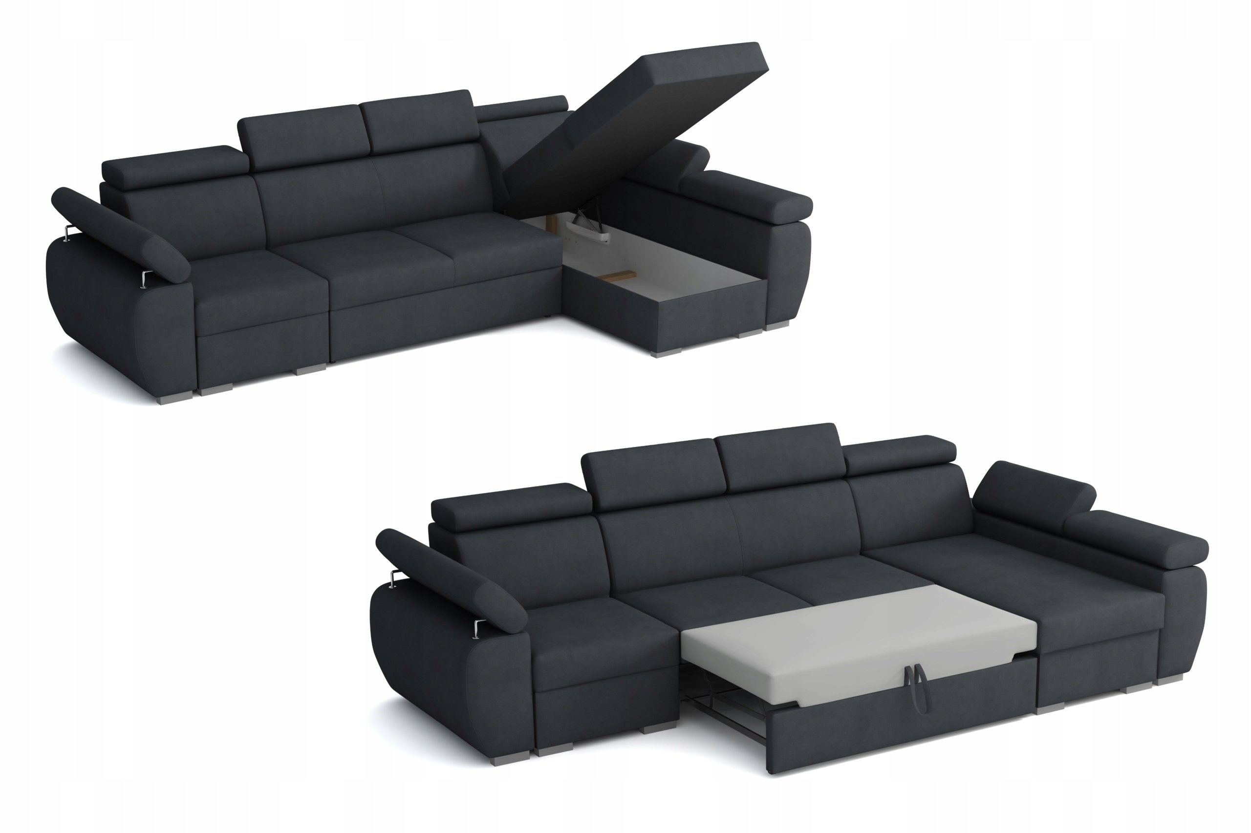 Narożnik modułowy PORTLAND II spanie pojemnik Głębokość mebla 170 cm