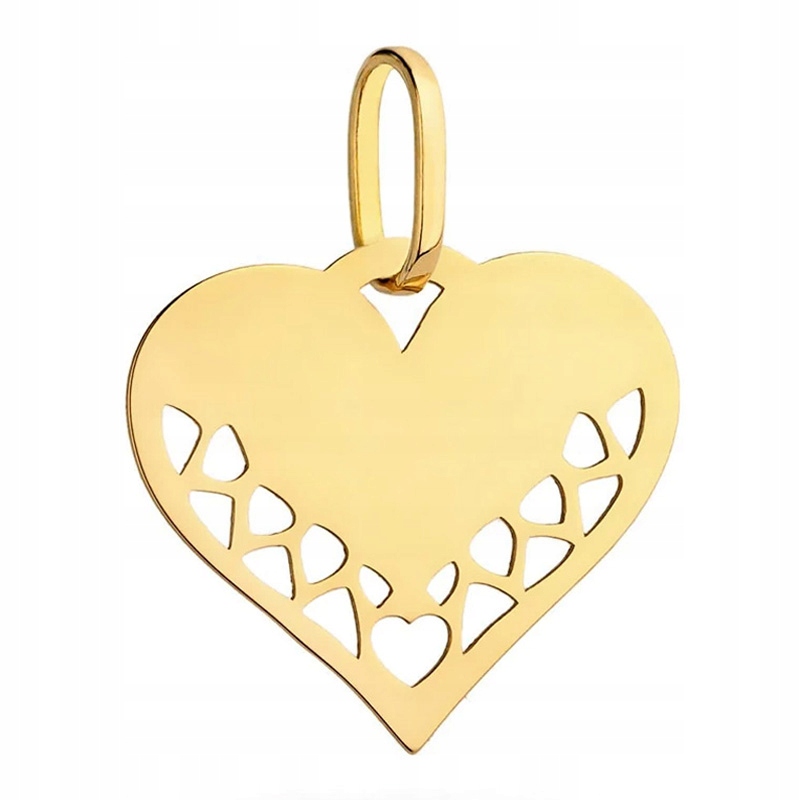 Krásný Zlatý Přívěsek pr. 585 Ažurové Srdce 14k