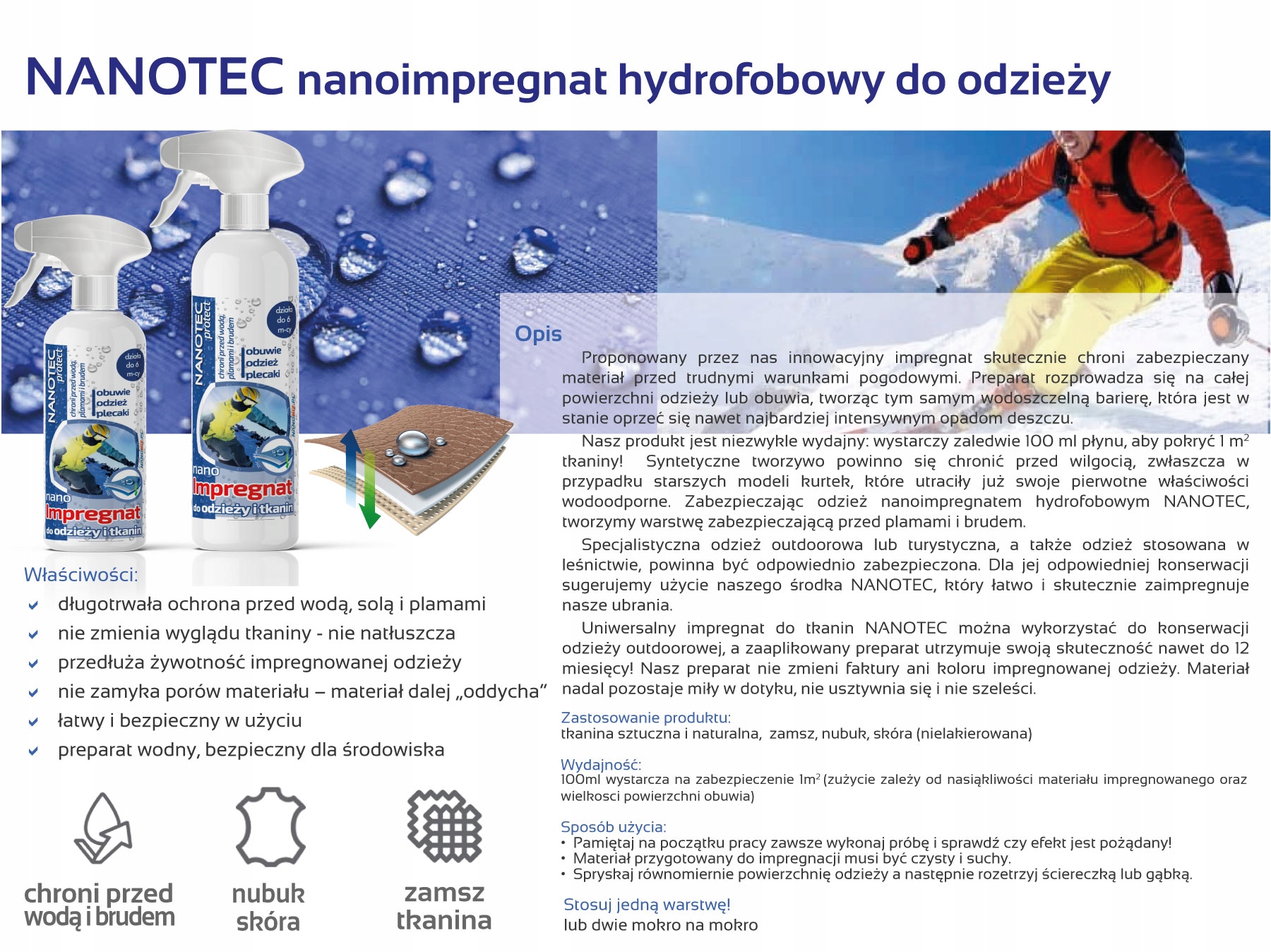 Nanotec hydrofobowy impregnat do odzieży 500ml Kod producenta NTH500ml