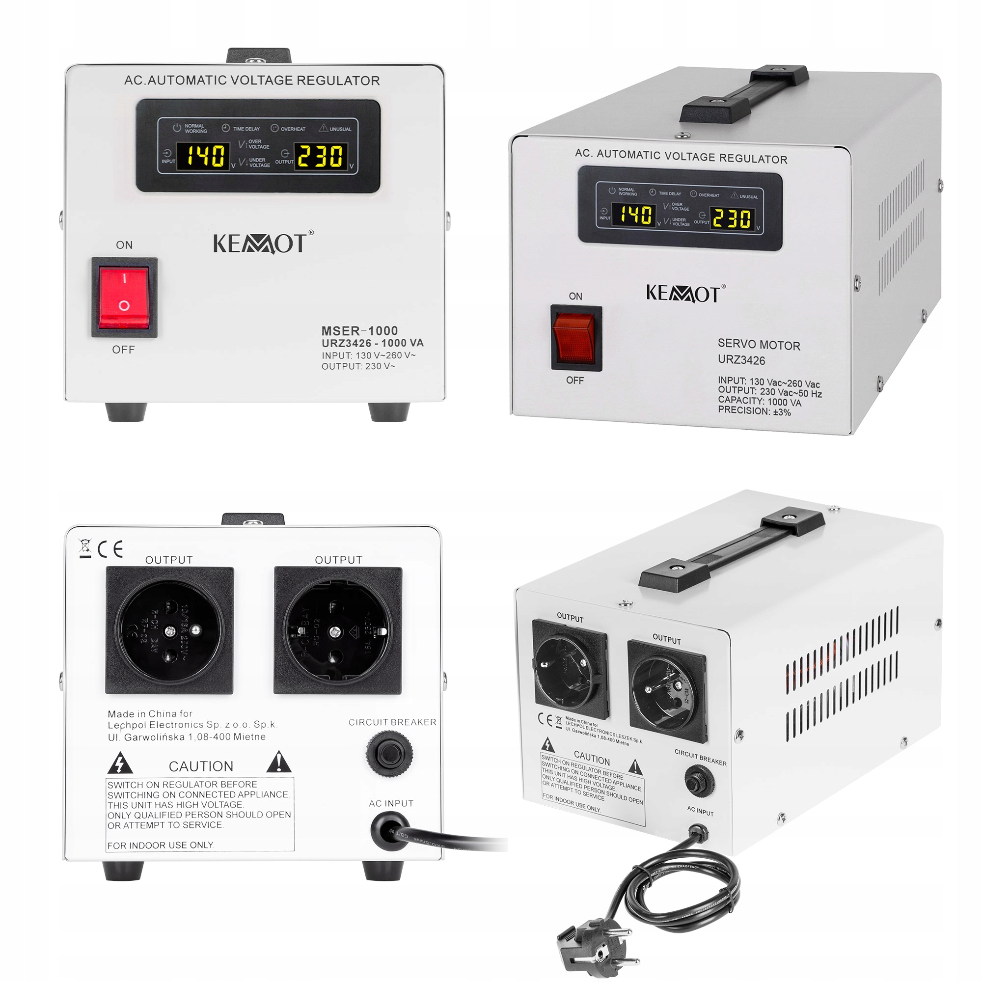 Stabilizátor napětí servomotoru 230V 1000VA Kemot