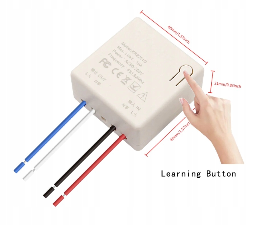 Przekaźnik radiowy dopuszkowy mini 230V 10A RF 433Mhz