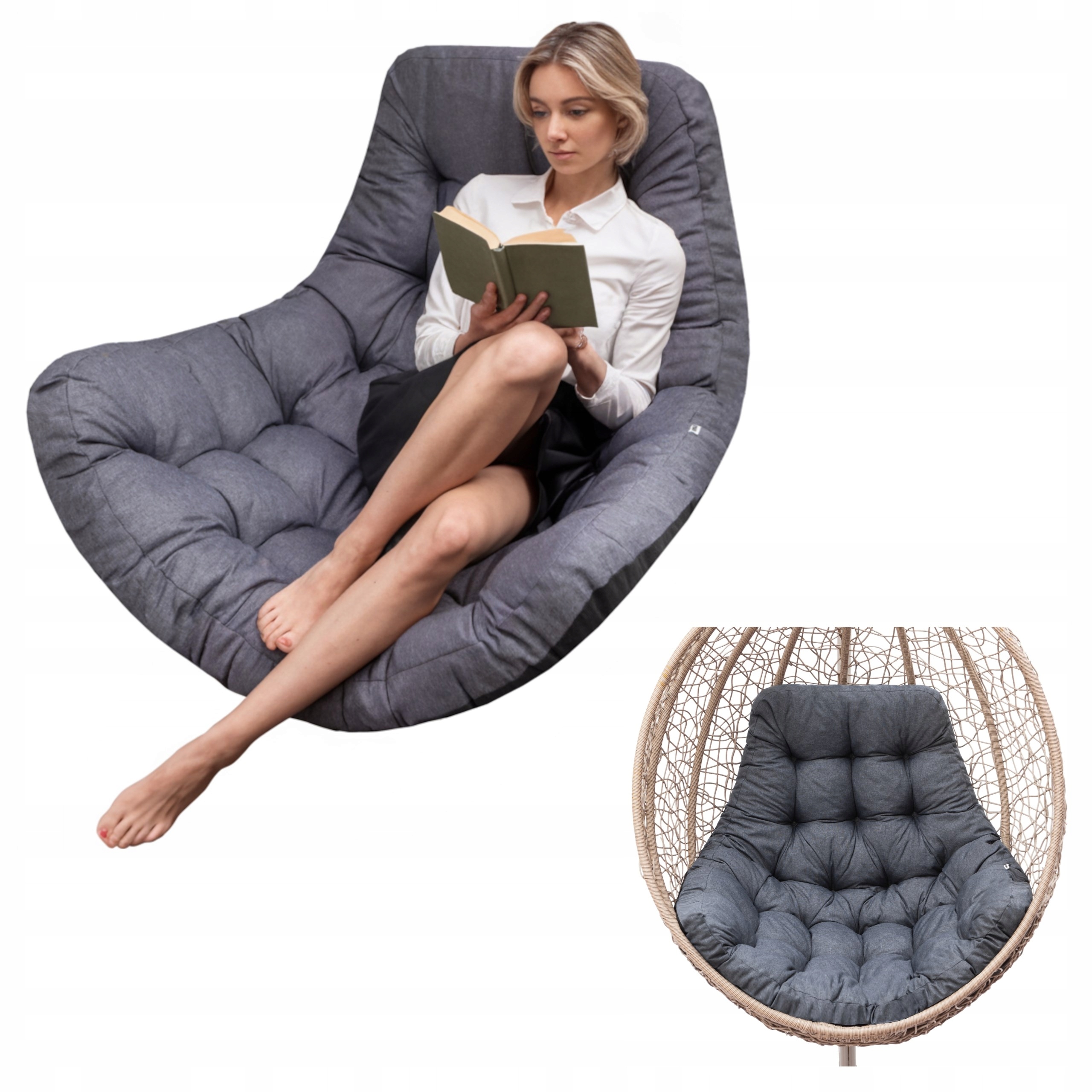 Vankúš na záhradnú hojdačku Vodotesný vankúš na kreslo Kokon 120 x 100 cm