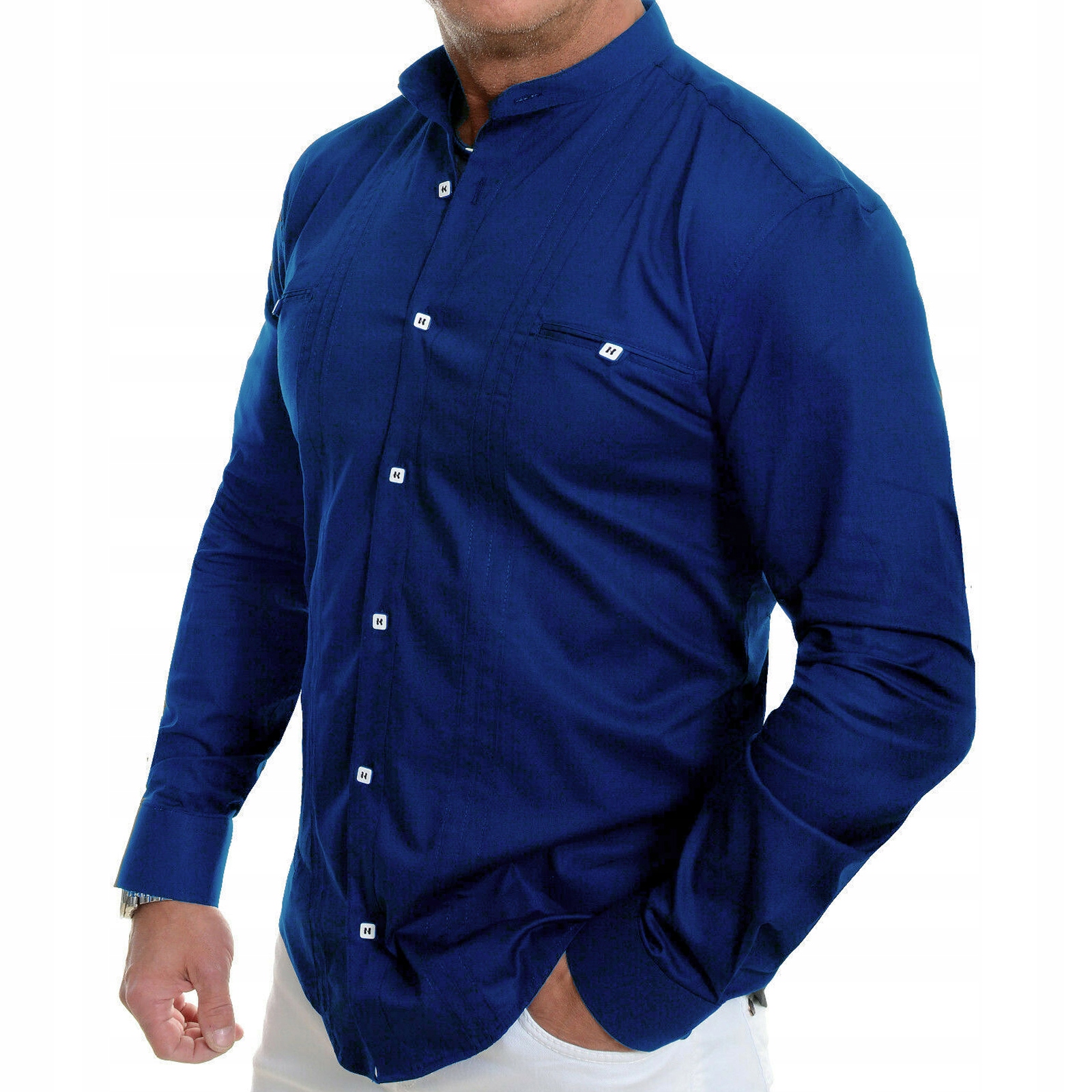 Pánská košile na Svatba, Svatební Hostina nebo svaté přijímání – Stojáček, Regular střih, Kontrastní detaily