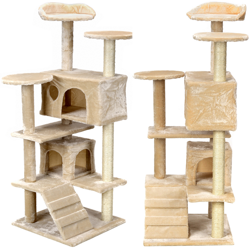 Levně Škrabadlo pro kočky Vysoké 131 cm 7 úrovní Sisal Hračky Domeček Pelíšek